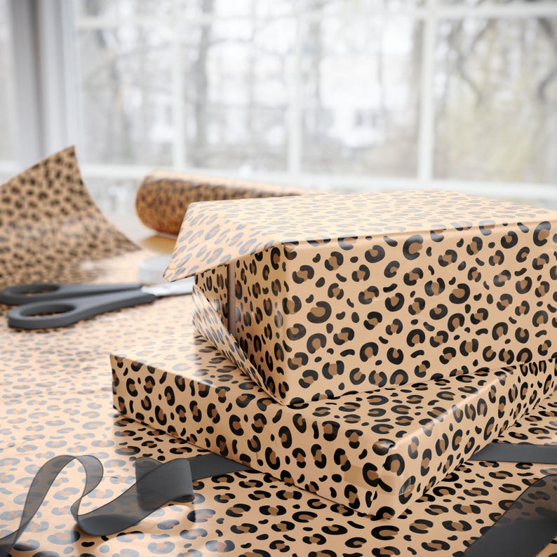 Leopard Print Gift Wrap: Trendy Animal Print, 90 GSM Gloss Paper image 2