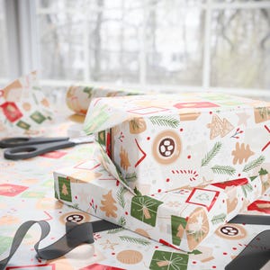 Retro Christmas Gift Wrap, 90gsm Fine Art Paper, Holiday Wrapping Paper Roll image 3