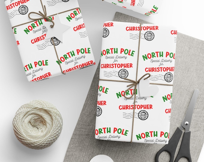 Personalized Christmas Wrapping Paper: North Pole Delivery, Custom Name