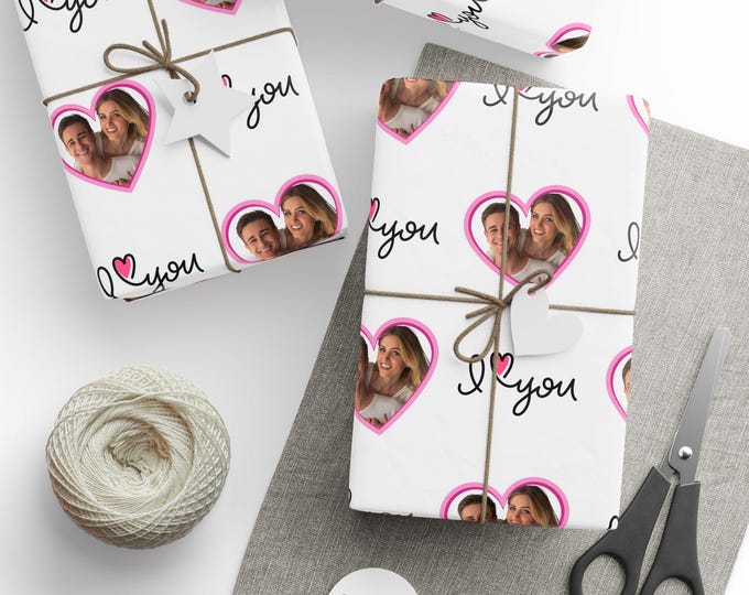 Wrapping Papers, Valentine's Day Custom Photo Gift Wrap, Cute Couple Sweethearts, Holiday Wrapping, Love Present Packaging