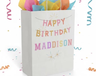 Personalized Happy Birthday Gift Bag | Custom Name Favor Bag