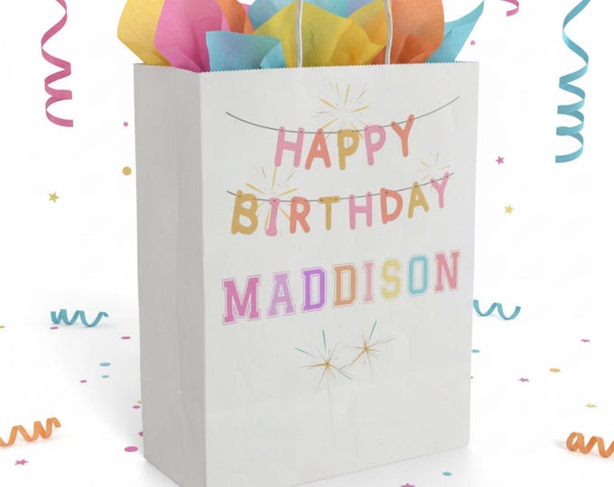 Personalized Happy Birthday Gift Bag | Custom Name Favor Bag