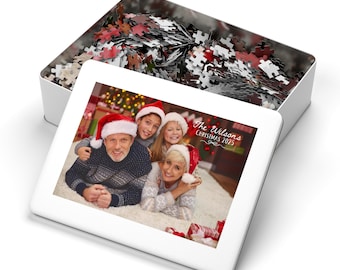 Personalized Family Jigsaw Puzzle with Tin: Custom Christmas Keepsake
