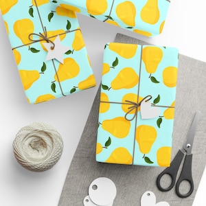 Carta da regalo a forma di pera - Carta da regalo con frutta festiva, carta da regalo natalizia, carta da regalo per le feste, fogli da regalo, carta da regalo con motivo a frutta,