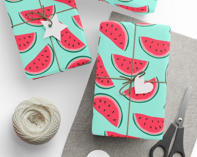 Summer Fruits Gift Wrap, Watermelon Pattern Gift Wrap, Summertime Gift Wrap, Watermelon Wrapping Paper Roll, Trendy Gift Wrap
