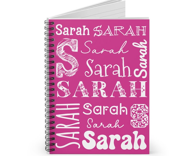 Custom Name Word Art Spiral Notebook, Personalized Notebook, Subway Art Notebook, Spiral Journal, Stationery Gifts, Birthday Gift