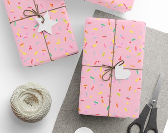 Baby Pink Donut Sprinkles Gift Wrap: Birthday Party Paper