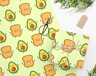 Avocado Toast Gift Wrap, Cute Avocado and Toast Gift Wrap, Wrapping Paper Roll, Trendy Gift Wrap, Novelty Gift Wrap