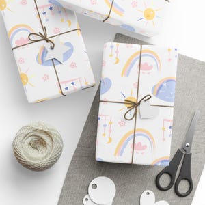 Rainbow Baby Gift Wrap, Newborn Gift Wrap, 90gsm Art Paper image 1