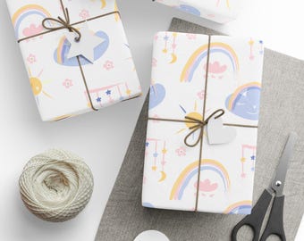 Baby Shower Gift Wrap, Rainbow Baby Gift Wrap, Baby Gift Wrap, Wrapping Paper Roll, Gift Wrap for Baby, Newborn baby Gift Wrap