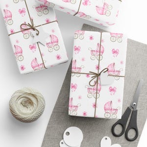 Baby Shower Gift Wrap, Baby Girl Wrapping Paper, Baby Pink Gift Wrap, Gender Reveal Wrapping Paper, New Baby Gift Wrap, Premium Gift Wrap