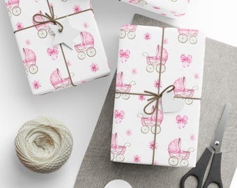 Baby Pink Gift Wrap, Baby Shower Wrapping Paper