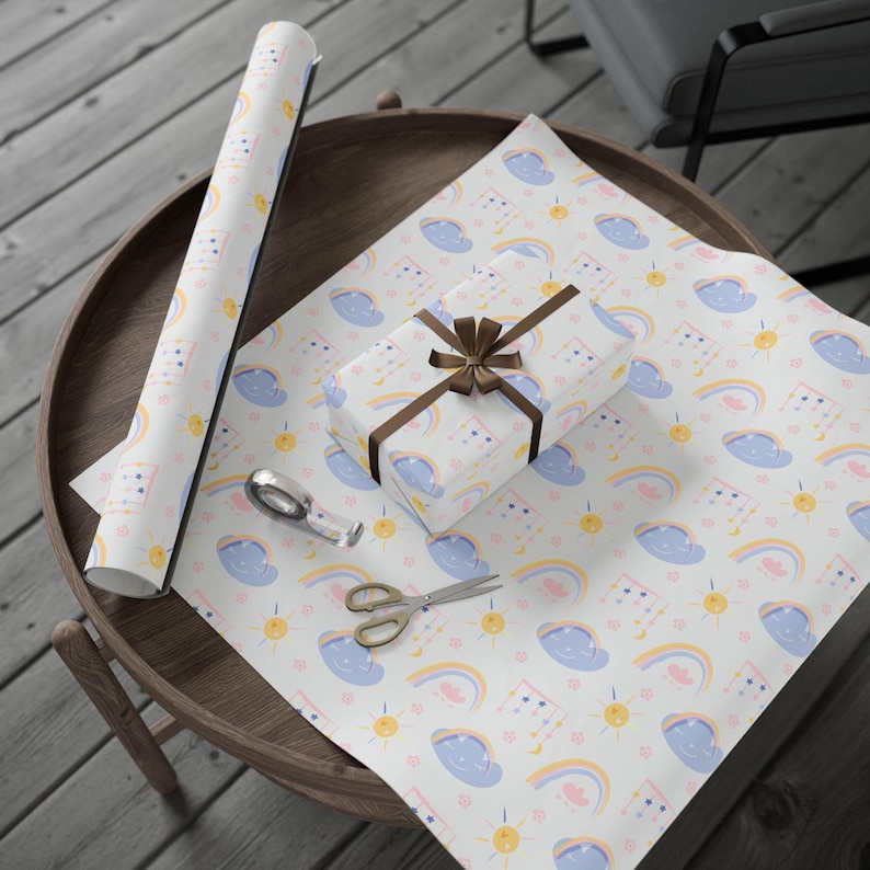 Rainbow Baby Gift Wrap, Newborn Gift Wrap, 90gsm Art Paper image 4