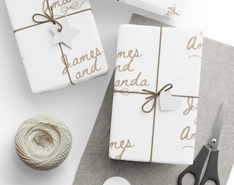 Personalized Wedding Wrapping Paper: Bride & Groom Gift Wrap, Glossy or Matte