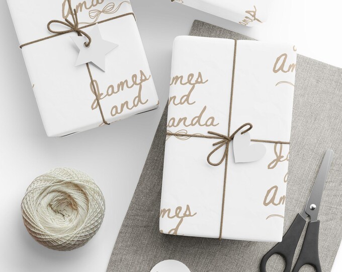 Custom Wedding Wrapping Paper: Bride & Groom Gift Wrap, Glossy or Matte