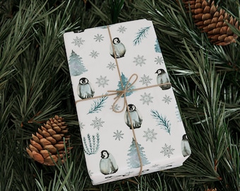 Penguins Christmas Wrapping Paper: Winter Wonderland Gift Wrap
