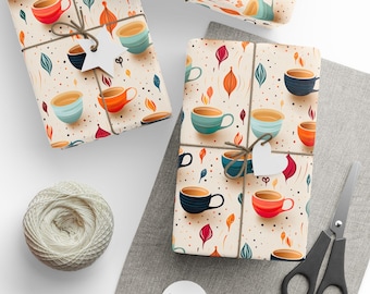 Caffeine Buzz Morning Coffee Wrapping Paper | Coffee Pattern Gift Wrap