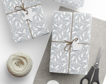 Champagne Celebration Gift Wrap: Grey Bridal Shower Paper