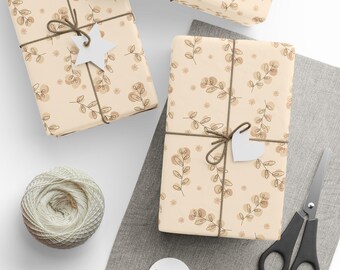 Minimalist Floral Wrapping Paper, Wedding Gift Wrap, 90 gsm Paper