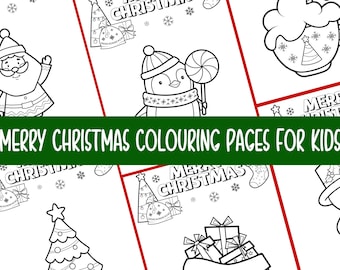 Christmas Coloring Pages for Kids, Holiday Activity (Instant Download)