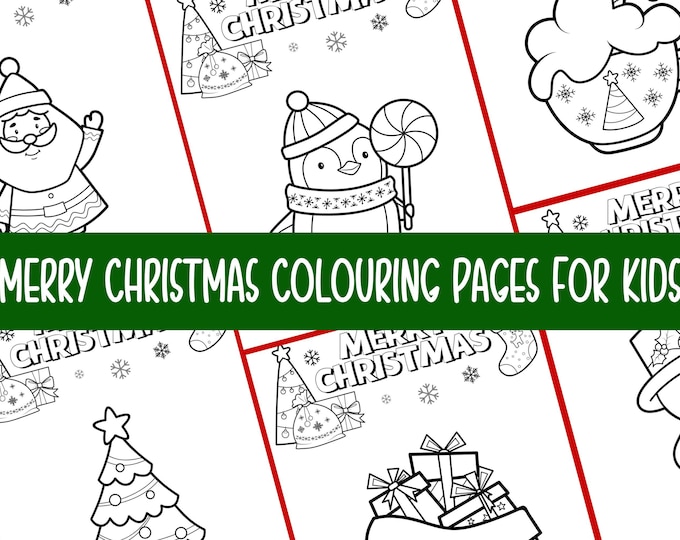 Christmas Coloring Pages for Kids, Holiday Activity (Instant Download)