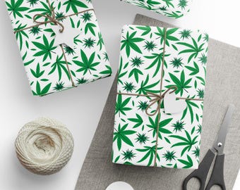 Cannabis Leaf Wrapping Paper, Glossy Weed Gift Wrap Roll