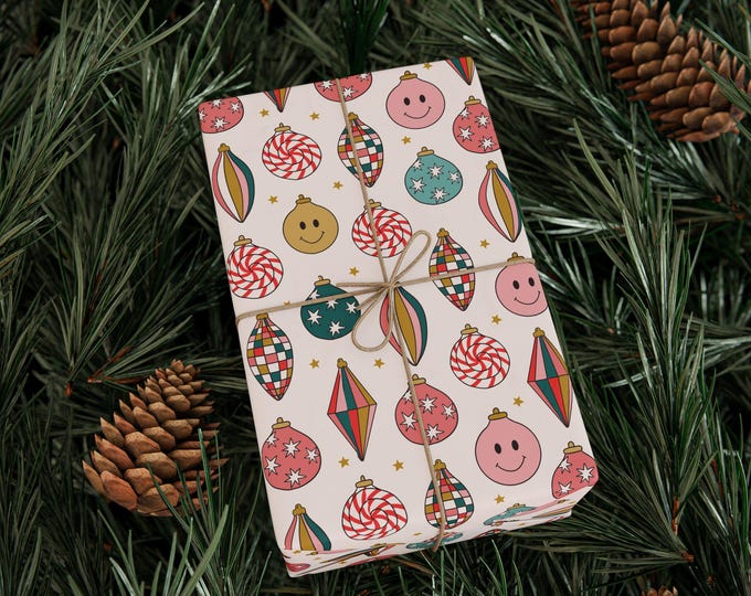 Wrapping Paper Roll, Christmas Gift Wrap, Christmas Wrapping Paper, Cute Christmas Wrap, Winter Holiday Gift Wrap, Retro Christmas Wrap