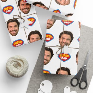 Custom Dad Photo Wrapping Paper, Super Dad Gift Wrap, Happy Fathers Day Wrapping Paper, Custom Photo Gift Wrap, Wrapping Paper Roll