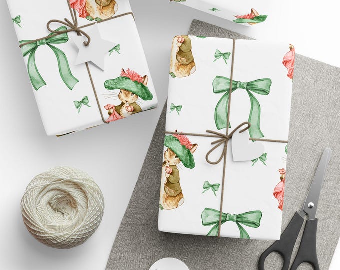 Coquette Bows and Bunny Wrapping Paper, Cute Bunny Gift Wrap, Birthday Gift Wrap, Special Occasion Gift Wrap