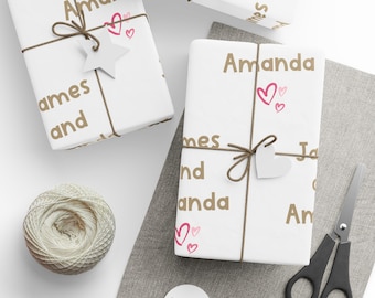 Custom Wedding Gift Wrap, Wedding Wrapping Paper, Bride and Groom, Cute Custom Gift Wrap, Wrapping Paper Roll, Customizable Gift Pap