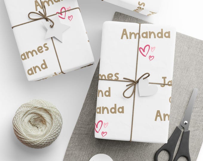 Custom Wedding Gift Wrap, Wedding Wrapping Paper, Bride and Groom, Cute Custom Gift Wrap, Wrapping Paper Roll, Customizable Gift Pap
