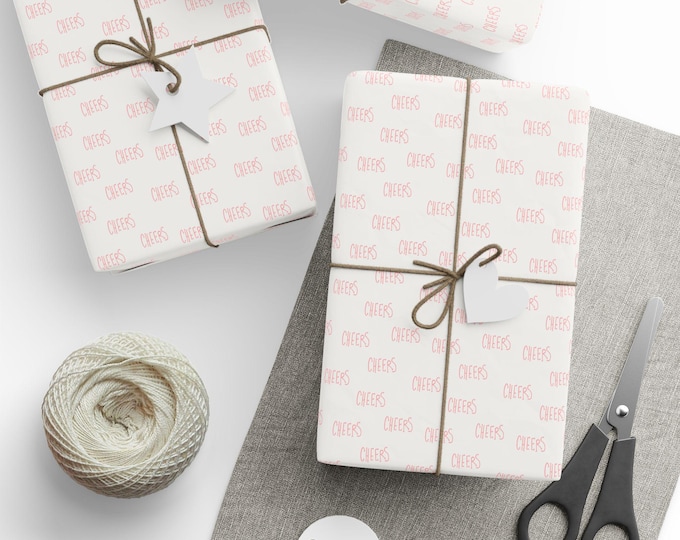 Champagne Celebration Cheers Gift Wrap, Gift Wrap for Bridal Shower, Wedding Gift Wrap, Birthday Gift Wrap, Celebration Wrapping Paper