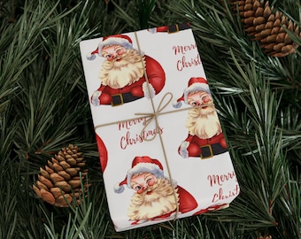 Vintage Santa Gift Wrap, Merry Christmas Wrapping Paper, Christmas Gift Wrap, Christmas Wrapping Paper, Cute Christmas Gift Wrap