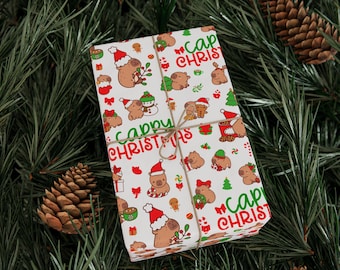 Cappy Christmas Wrapping Paper, Cute Capybara Christmas Gift Wrap, Christmas Wrapping Paper, Cute Christmas Wrap