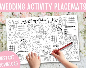 Wedding Activity Placemat for Kids, Coloring Page (Digital Download)