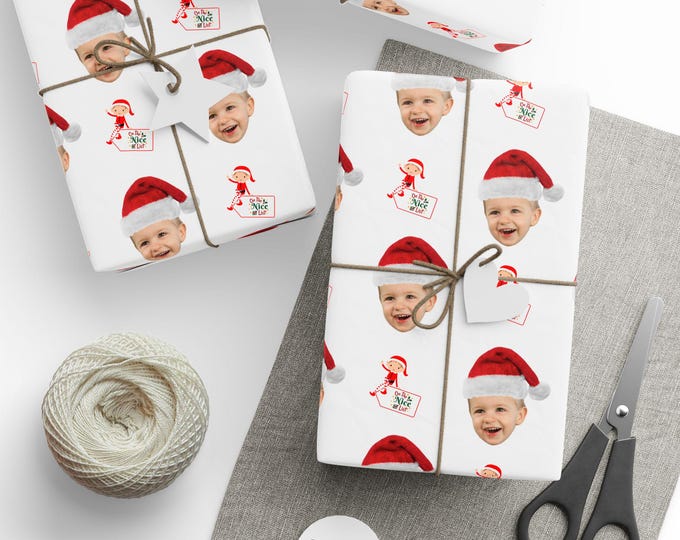 Custom Photo Christmas Wrapping Paper - Santa's Nice List, Personalized Gift Wrap for Kids, Holiday Gift Wrap, Christmas Present Wrap,