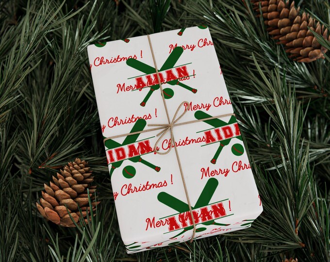 Personalized Cricket Monogram Christmas Gift Wrap, Custom Name Cricket Player Wrapping Paper, Gift Wrap for Cricket Players