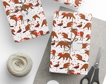Happy Canada Day Gift Wrap: Canadian Animal Print, 90 GSM Gloss Paper