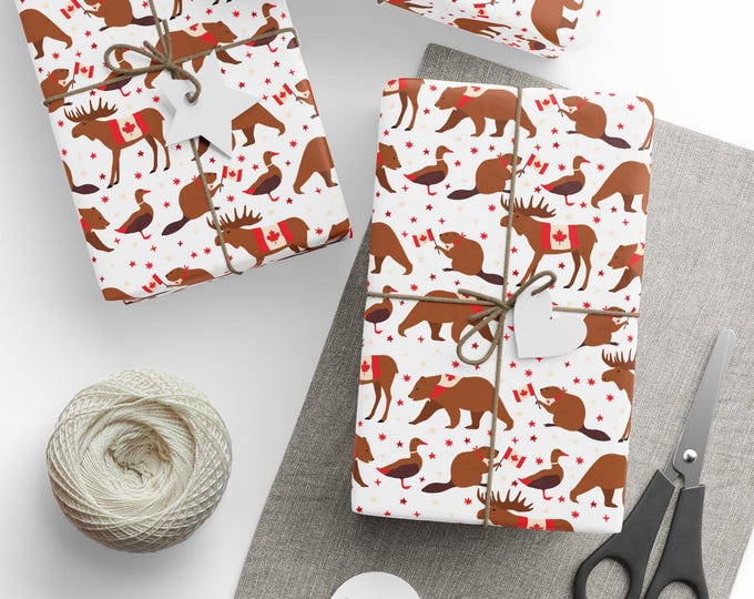 Canada Day Gift Wrap, Happy Canada Day Gift Wrap, Canadiana Wrapping Paper, Canada-themed Gift Wrap, Seasonal Gift Wrap, Holiday Gift Wrap