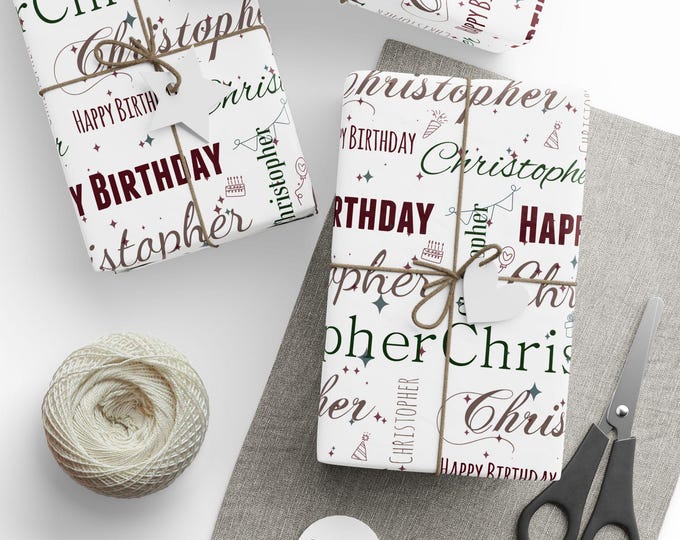 Personalized Birthday Wrapping Paper, Happy Birthday Gift Wrap, Birthday Wrapping Paper, Custom Birthday Gift Wrap, Wrapping Paper Roll
