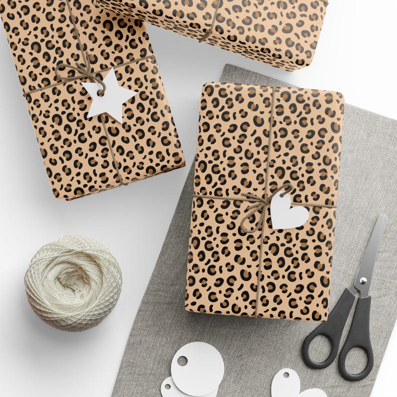 Leopard Print Gift Wrap: Trendy Animal Print, 90 GSM Gloss Paper image 1