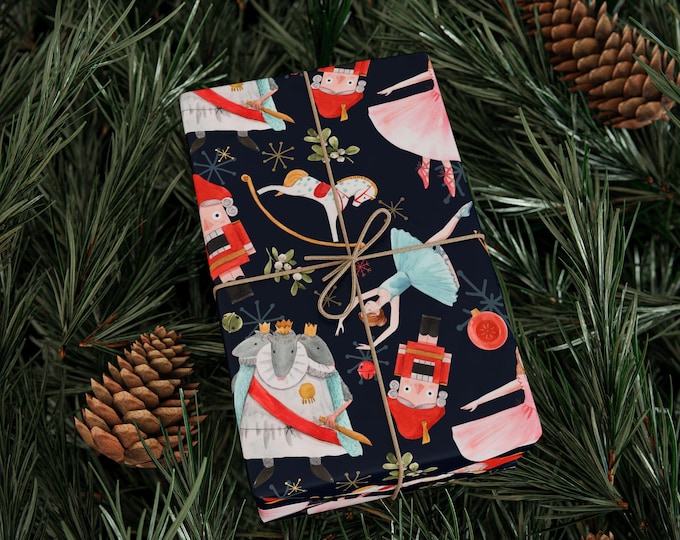 Nutcracker Ballet Wrapping Paper Roll, Nutcracker Gift Wrap, Christmas Wrapping Paper, Winter Holiday Gift Wrap