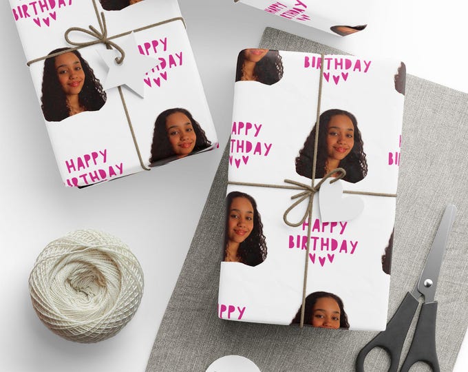 Photo Wrapping Papers, Birthday Gift Wrap, Happy Birthday, Girl's Birthday, Customized Wrapping Paper, Gift Packaging Supplies, Personalized