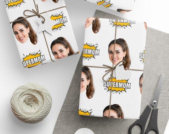 Mother's Day Custom Photo Gift Wrap, Supermom Gift Wrap, Personalized Wrapping Paper, Mom Appreciation Gift, Customized Gift Wrap