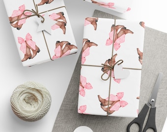 Pink Coquette Cowgirl Wrapping Paper: Bows & Cowboy Boots