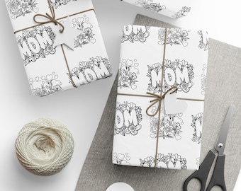 Mother's Day Colouring Gift Wrap, Colouring Gift Wrap for Mom, Gift Wrap for Mother's Day, Mother's Day Wrapping Paper Roll