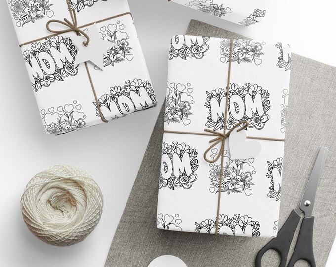 Mother's Day Colouring Gift Wrap, Colouring Gift Wrap for Mom, Gift Wrap for Mother's Day, Mother's Day Wrapping Paper Roll