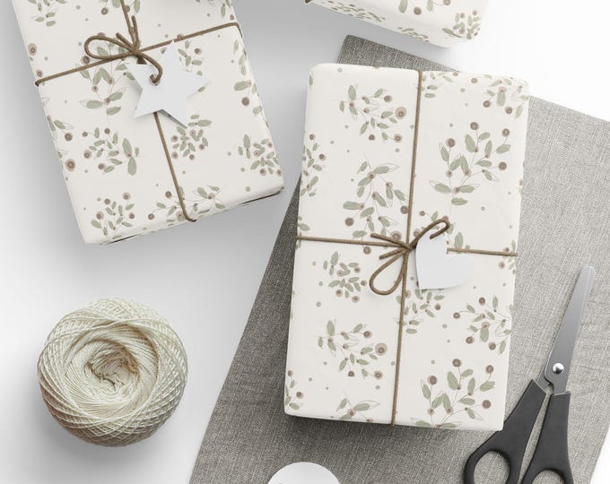 Floral Wrapping Paper, Wedding Gift Wrap Roll, Minimalist Floral Design, Gift Packaging Supplies, Flower Patterned Paper, Eco-Friendly Wrap