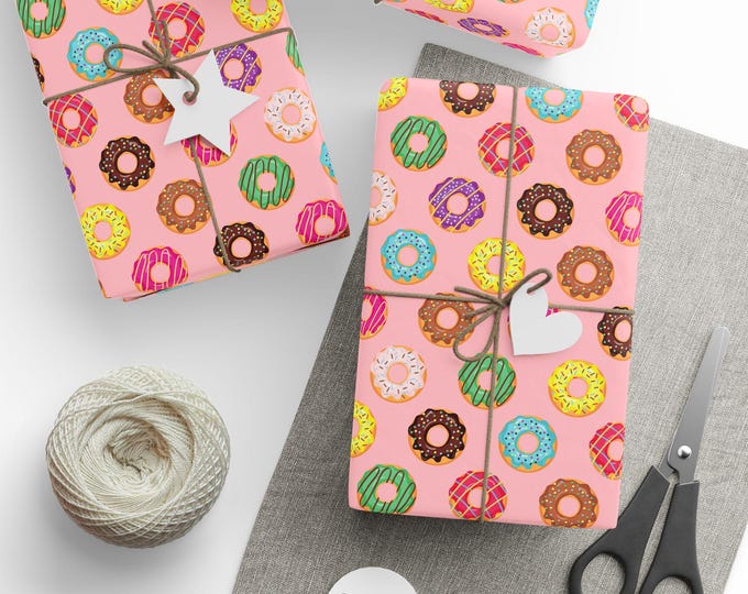 Donuts Gift Wrap, Glazed Donuts Gift Wrap, Donut Sprinkles Gift Wrap, Novelty Gift Wrap, Birthday Gift Wrap, Wrapping Paper Roll