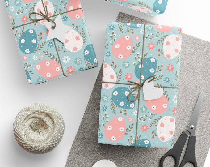 Easter Gift Wrap, Easter Egg Floral Pattern, Gift Wrap for Easter Holiday, Premium Gift Wrap for Easter